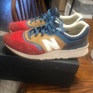 New Balance men’s  Red, Blue, and Brown Sneakers